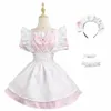 Överdimensionerad 4xl 5xl Maid outfit Lolita Dr Sweet Pink Ruffles Servant Uniform Cafe Waiter Uniform Halen Cosplay Costume Anime I0mx#