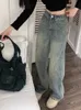 Dżinsy damskie Deeptown Y2K workowate szerokie nogi dżinsy kobiety vintage streetwear myjone dżinsowe spodnie grunge podstawowe gustyczne spodnie femme Spring 24328