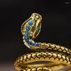 Cluster Rings Punk Coiled Snake For Women Men Multicolor CZ Stones Animal Ring Finger Special Girl Gifts Personlighet smycken