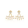 Stud Earrings Gold Color Peacock Five Row Pearl Zircon For Women Front And Back Party Jewelry Bijoux Double Side Ear Jacket Drop Deliv Otna7