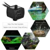 Baths 2/2.5/5/8W Submersible Water Pump with 4 LED Light Ultra Quiet for Pond Aquarium Fish Tank Tabletop Fountain Hydroponics