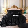 Set biancheria da letto in seta di gelso moda Copripiumino Lenzuolo Federa Lenzuolo in raso di lusso Tinta unita King Queen Full Twin Size 240328