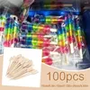 Vorken 100cps 15/18/25 cm Wegwerp Bamboe Spies Fruit Party Sticks Buffet Tandenstokers Verjaardag Dessert Benodigdheden weddi Z2P5