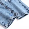Hommes Patchwork Denim Jeans Fils colorés Trous de broderie Ripped Distred Pantalon Slim Pantalon droit l0IL #