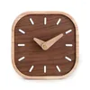 Bordklockor Desk Clock Black Walnut Solid Wood Small Silent Simple Bedside Tabletop Decoration Hushållens prydnad 13.4x13.4x2.5cm