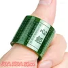 Klaster pierścionków naturalny zielony ręka rzeźbia serce sutra jadein pierścionka mody biżuteria