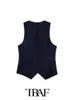 traf 2023 Ladies Shirt Suit Single OL Slim Fit Linen Vest Top+Unisex Linen Pants Basic Causal Outfits R8sX#