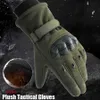 Tactical Gloves Mens Plush All Finger Thickened Mountaineering Training Wind Protection 3 Colors Warm Winter YQ240328