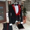 2023 Formele Busin Mannen Pak 3 Stuks Mannelijke Jas Custom Fi Bruidegom Trouwpak Tuxedo Rode Veet Revers Blazer Vest broek Z5NU #