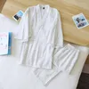 Accueil Vêtements Japonais Kimono Pantalon Ensemble Pyjama En Coton Deux Pièces Yukata Lâche Hommes Sweat Vapeur Costume Service