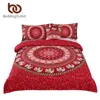 Sängkläder set sängkläder röda mandala boho set bohemian elefant messenger säng linne mjukt tyg marockanska sängkläder 4 st
