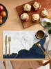 Table Mats White Marble Navy Blue Placemat For Dining Tableware 4/6pcs Kitchen Dish Mat Pad Counter Top Home Decoration