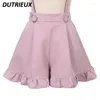 Damesshorts Lolita Japanse stijl 2024 Lente Zomer Hoge elastische vrouwelijke Lotusblad Bretels Overalls Broeken voor damesmode