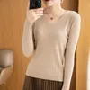 Beautiful Casual Womens Sweater 2023autumn Winter Knitted V-neck Slim Fit Bottoming Shirt Solid Soft Knitwear Sweaters