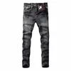 italiensk stil fi män jeans retro svart grå elastisk smal fit rippade jeans män byxor vintage designer denim pants hombre x4bo#