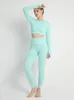 2 pièces Seaml Push Up Sports Gym Costume pour femmes Slim Crop Top Scrunch Leggings Sportswear Fitn Ensembles Yoga Vêtements d'entraînement n8Jo #