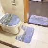 Mats New Style Oil Painting Print Bathroom Mat 3 PCS Set Toilet Seat Cover Set Starry Night Scream Funny Cat Entrance NonSlip Carpet