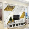 Wallpapers Milofi personalizado grande papel de parede mural 3d minimalista geométrico linha dourada padrão de mármore fundo