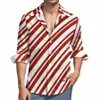 Rote und weiße Linie Freizeithemden Männlich Candy Cane Stripe Shirt Lg Sleeve FI Street Style Blusen Herbstkleidung Große Größe 99nr #