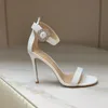 Sandálias de salto alto designer de couro das mulheres 10cm salto alto das mulheres sandália fivela tornozelo mule verão praia sexy sapatos de casamento luxo