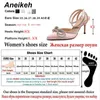 Aneikeh PVC Style Glitter Rhinestons Mujeres Bombas Cristal Bowknot Satin Lady Heels High Party Zapatos 2024 Spring Size 35-42 240321