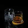 Japanese Edo Designer Crumple Paper Irregular Shape Crystal Faceted Der Whiskybecher Whiskey Whisky Rock Glass Artwork Wine Cup 240307