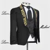 embroidered Men's Suit 3 Piece Suit Formal Party Dr Stylish Groom Wedding Tuxedo Jacket Pants Vest High Quality Customized C47B#