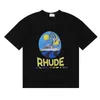 Designer Rhude Camisa Shorts Tees 23ss 100% Algodão Mens Camiseta Mulheres Camisetas Tamanho S-XL