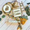 Party Decoration 7Pcs/set DIY Easter Woode Ornament Handmade Carrot Blanket Skewers Wooden Craft Tiered Tray