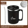 1pc Insulated Coffee Mug, Stainless Steel Water Cup with Straw and Lid