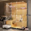 Cages porte-chats en fer forgé, modernes et simples, transparentes, pour l'intérieur, Villa domestique avec toilettes, armoire multicouche intégrée