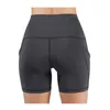 Mujeres de cintura alta pantalones cortos de elevación de cadera bolsillo yoga pantalón corto entrenamiento correr estiramiento fitn deportes atléticos yoga polainas z1k8 #