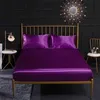 Copriletto con angoli federa in raso di seta Coprimaterasso da letto Bianco Nero Grigio Blu Viola Copriletto matrimoniale king size 20227D