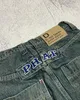 Jeans masculinos y2k moda retro saco reto carta impressão das mulheres jeans rua casual calças de pernas largas j240328