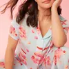 Home Clothing Hirigin Women's 2 Piece Lounge Set Loose Lapel Neck Button Down Short Sleeve Tops Elastic Waist Pants Pajama For Summer