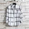 Primavera e outono camisa xadrez masculina lg-sleeved polegadas roupas finas casuais all-matching camisa casaco G32T #