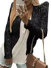 women's Sequin Embellished Lg Sleeve Open Frt Cardigan Shrug Glitter Bolero Jacket for Party Club Outfit 91gI#
