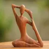 Sculptures YOGA GIRL WOOD SCULPTURE Yoga Pose Méditation Statue À La Main En Bois Yoga Pose Sculpture Yoga Fille Décoration de La Maison