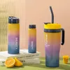 3pcs, Water Bottles Set Portable, Large Gradient Color Straw Sports Tumblers Outdoor Fiess, Camping, Parties - Sippy Cups for School Supplies and Birthdays