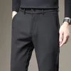 2023 새로운 스트레치 캐주얼 바지 남자 두꺼운 슬림 작업 탄성 허리 소프트 형식 바지 남성 한국 블랙 그레이 슈트 브랜드 의류 U3S8#