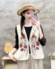 Ethnische Kleidung 2024 Chinesische traditionelle Hanfu Tops Vintage V-Ausschnitt Volksweste Nationale Blumenstickerei ärmellose Jacke Weste