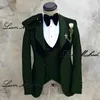 2024 Elegant herrdräkt Högkvalitativ jacka byxor Väst 3 -stycken Set Brudgum Weddo Tuxedo Red Blazer Custom Size Suit Men V5FN#