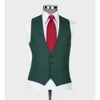 Simple boutonnage pic revers haute qualité hommes costumes blazer vert longueur régulière 3 pièces veste pantalon gilet formel busin tenues j1d1 #