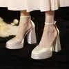 Designer Damen Sommer Sexy Luxus Sandalen Schuhe Echtes Leder Block High Heels Pumps Chunky Plattform Party Hochzeit offene Zehen Kleid Formelle Mode YGN48-J307-4