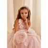 Girl Dresses Exquisite Ruched Flowers Pink O-Neck Floor Length Sweep Train Ball Gowns Wedding Party Pageant For Girls