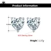 Studörhängen orsa juveler verklig d tydlighet moissanit för kvinnor 0,5ct hjärtklipp inställd i solid 925 Sterling Silver SME14