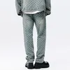 latest Design Pattern Jacquard Jeans Loosen Hollow-out Men's Pants Full Length Denim Clothing 33dp#