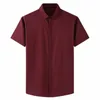 9xl 10xl 12xl夏のオフィスシャツプラスフォーマルメンシャツ半袖Busin Big 5xl 8xl Blue Red Wine Black Shirt 54 L3FT＃