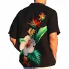 Koszulka męska Kwiatowa Kubańska kołnierz swobodny hawajski krótkie rękawe koszulę tyłek odzież Sports Street Chic