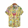 2023 Summer New Harajuku Casual Shirt Cute Spgebob Anime Street